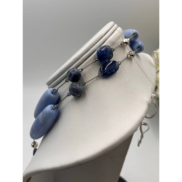 Margo Morrison Blue Kyanite Pyrite, Chalcedony Sodalite Sterling Silver Necklace - Picture 4 of 8
